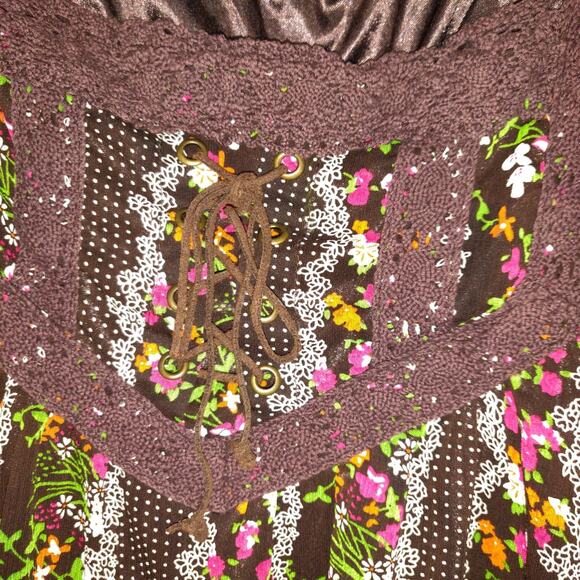 Crazy Angel Peasant Top 2X 3X Cottage Core Floral Sheer Lined BOHO Festival VTG - Picture 5 of 16